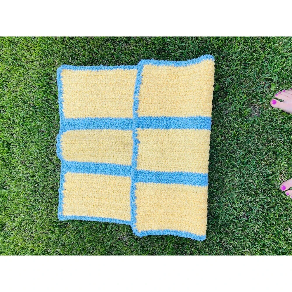 Hand Crocheted Terryspun Soft Cuddly Baby Blanket / Baby Bath Mat